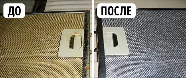 Фильтры кухонной вытяжки до и после очистки