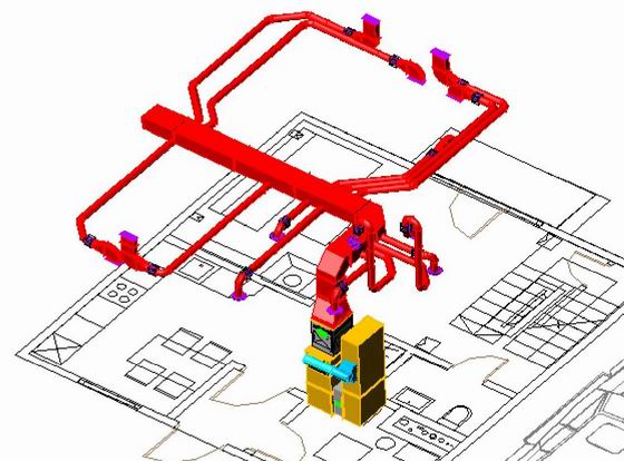 3D модель воздуховода, подающего теплый воздух 3D модель воздуховода, подающего теплый воздух