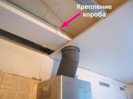 Пластиковый короб спрятан за листами гипсокартона